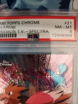 2000 TOPPS CHROME POKEMON T.V. "SPECTRA" #21 SPEAROW PSA 8 NM-MT !!ERROR LABEL!! - Image 3