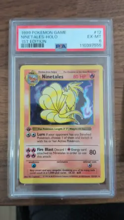 Pokemon Ninetales Base Set 012/102 1st Edition Shadowless Holo Rare PSA 6 - Image 1