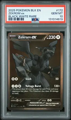 2025 POKEMON BLK EN-BLACK BOLT BLACK WHITE RARE #172 ZEKROM EX PSA 10 - Image 1