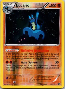 Lucario 80/113 - Legendary Treasures - Reverse Holo Rare Pokemon Card LP+ - Image 1