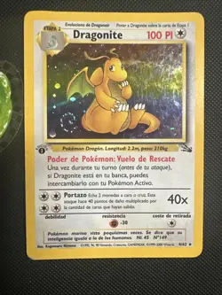 Pokemon TCG Dragonite Holo Rare 1st Edition Fossil Card 4/62 Spanish MP - Image 1