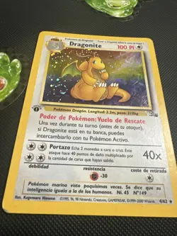 Pokemon TCG Dragonite Holo Rare 1st Edition Fossil Card 4/62 Spanish MP - Image 3