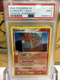 PSA 9 Camerupt Holo EX Crystal Guardians 3/100 Pokemon Card 2006 - Image 1