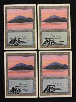 MTG Magic the Gathering x4 Lot Signed Cards Island Basic Land Revised Poole - Image 1