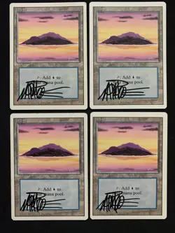MTG Magic the Gathering x4 Lot Signed Cards Island Basic Land Revised Poole - Image 1