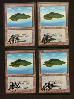 MTG Magic the Gathering x4 Lot Signed Cards Basic Land Island FBB Poole - Image 1