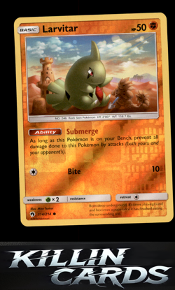 Reverse Holofoil Larvitar (114) 114/214 Pokemon Common SM - Lost Thunder Card NM - Image 1