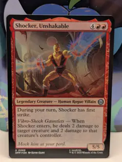 MTG Magic the Gathering Shocker, Unshakable (89) Marvel's Spider-Man FOIL - NM - Image 1