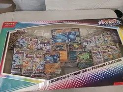Pokemon Prismatic Evolutions Lucario & Tyranitar ex Premium Collection Box - Image 1