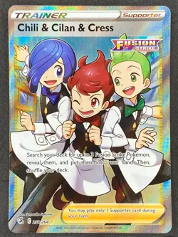 Pokemon Chili & Cilan & Cress Full Art 258/264 FST Fusion Strike NM - Image 1
