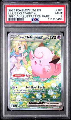 2025 POKEMON JTG EN-JOURNEY TOGETHER #184 LILLIE'S CLEFAIRY EX PSA 9 - Image 1