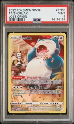 2022 POKEMON SWORD & SHIELD LOST ORIGIN #TG10 FULL ART/SNORLAX PSA 9 - Image 1