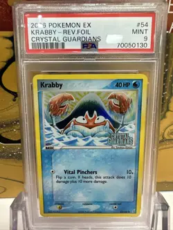 2006 Pokemon EX Crystal Guardians Krabby Reverse Foil 54/100 PSA 9 Mint 61 - Image 1