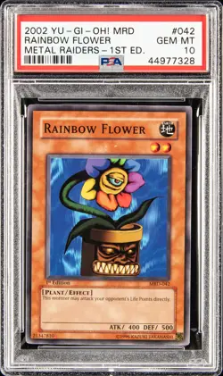 2002 YU-GI-OH! MRD-METAL RAIDERS 1ST ED #042 RAINBOW FLOWER PSA 10 - Image 1