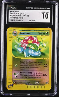 CGC 10 GEM MINT Venusaur 2002 Expedition 67/165 Reverse Holo Pokemon Card - Image 1