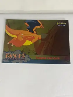 Pokemon Card Pikachu's Vacation Blue Topps Label Holo Trapped Charizard #51 LP.C - Image 1