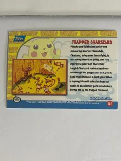 Pokemon Card Pikachu's Vacation Blue Topps Label Holo Trapped Charizard #51 LP.C - Image 2