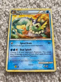 2010 Vaporeon 41/90 Non-Holo Pokemon Card - HGSS Undaunted Card Set NM - Image 1