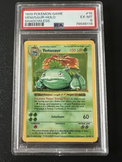 1999 Venusaur Base Set Shadowless Holo Rare Pokemon TCG #15 Card PSA 6. - Image 1