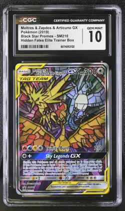 CGC 10 Moltres & Zapdos & Articuno GX 2019 Black Star Promos SM210 Pokemon Card - Image 1