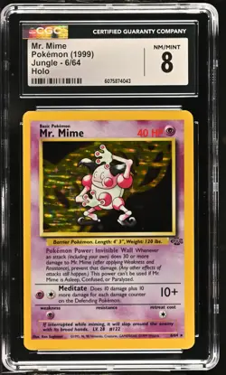 CGC 8 Mr. Mime 1999 Jungle 6/64 Holo Pokemon Card - Image 1