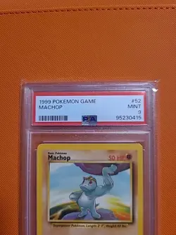 1999 Pokemon Card Game Base Set 52, Machop, PSA 9 Mint - Image 3