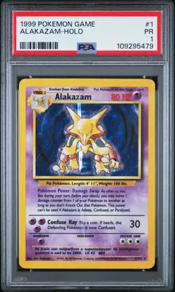 1999 POKEMON BASE SET UNLIMITED #1 ALAKAZAM-HOLO PSA 1 - Image 1