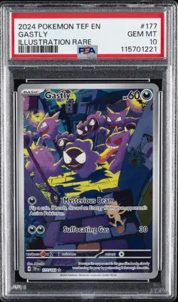 2024 POKEMON TEF EN-TEMPORAL FORCES ILLUSTRATION RARE #177 GASTLY PSA 10 - Image 1