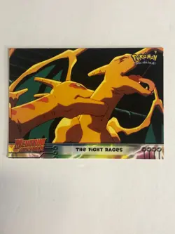 Pokemon Card Mewtwo Strikes Back Blue Topps Label Holo The Fight Rages #35 LP.C - Image 1