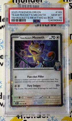 ⚡❄ 2025 Pokemon Destined Rivals #149 Team Rocket's Meowth PSA 10 - Image 1