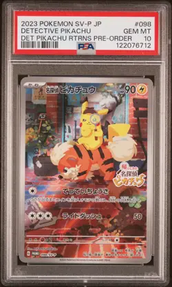 2023 POKEMON JAPANESE SV-P PROMO #098 DETECTIVE PIKACHU PSA 10 - Image 1