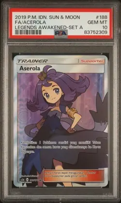 PSA 10 GEM MINT 2019 Pokemon Acerola Full Art Indonesian Legends Awakened Set A - Image 5