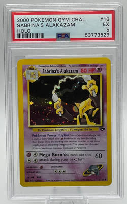 2000 POKEMON GYM CHALLENGE #16 SABRINA'S ALAKAZAM HOLO UNLIMITED PSA 5 EX - Image 1