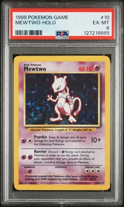 1999 POKEMON GAME #10 MEWTWO-HOLO PSA 6 - Image 1