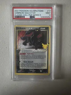 Pokemon TCG Umbreon Gold Star 17/17 Celebrations Classic Collection PSA 9 - Image 1
