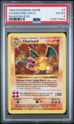 PSA 4 VG-EX Charizard Shadowless Holo 4/102 1999 Base Set Pokemon Card - Image 1