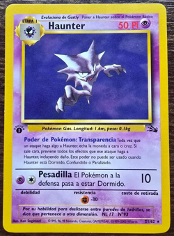 Pokemon Card No. 21/62 Haunter 1st edition Spanish Fossil L/P - Image 1