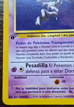 Pokemon Card No. 21/62 Haunter 1st edition Spanish Fossil L/P - Image 5