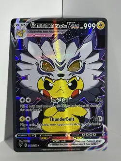 Pokemon TCG Garurumon Poncho Pikachu VCOS Cosplay Custom Full Art Holo Card - Image 1
