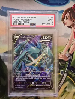 Fa/Metagross V 2021 Pokemon Sword & Shield Chilling Reign #181 PSA 9 - Image 1
