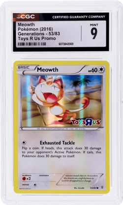2016 Pokemon XY Generations Meowth Toys R US Promo #53 CGC 9 - Image 1