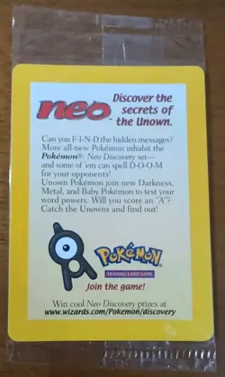SEALED Entei - 34 Black Star - Movie Promo Reverse Holo - Neo - 2001 Pokemon - Image 2