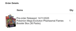 PRESALE Pokemon Mega Evolution Phantasmal Flames Booster Display Box (36 Packs) - Image 2