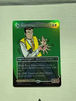 MTG Peter Parker Amazing Spider-man (0232) Borderless Comic Book Art Foil Card - Image 1