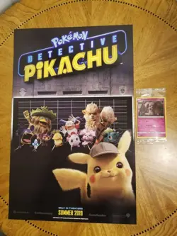 Pokemon Detective Pikachu POSTER + SM200 SNUBBULL Holo Sealed Exclusive TCG Card - Image 1