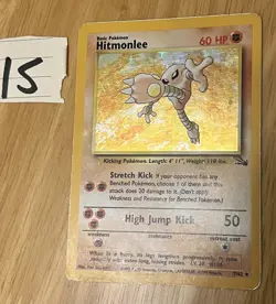 Pokemon TCG Hitmonlee Base Set Holo Fossil Card 7/62 - Image 1