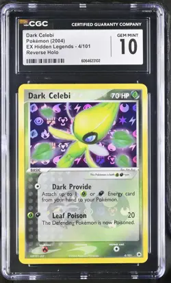 CGC 10 Dark Celebi 2004 EX Hidden Legends 4/101 Reverse Holo Pokemon Card - Image 1