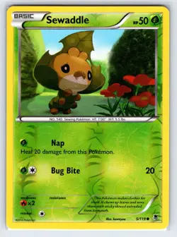 Sewaddle 5/119 2014 XY Phantom Forces Pokemon Card Reverse Holo Common - Vlp - Image 1