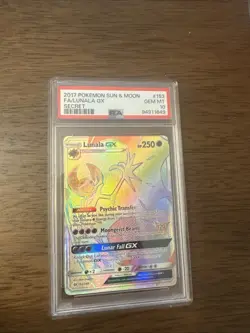PSA 10 Pokemon TCG Lunala GX Rainbow Secret Rare Card Sun & Moon 153/149 MINT - Image 1