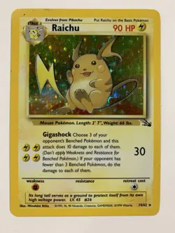 1999 Pokemon Fossil Unlimited Holo Rare Raichu 14/62 VINTAGE EX-MT CONDITION LP! - Image 1